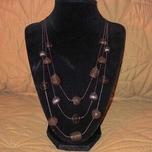 ANN Taylor smokey brown stone necklace.